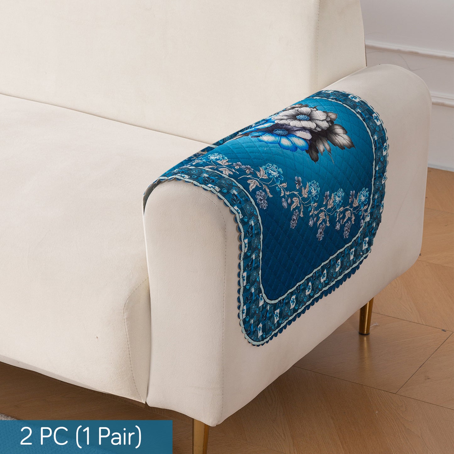 LoomVerse Quilted Sofa Cover Set Washable Sofa Panel for Seat & Back - Royal Meadow