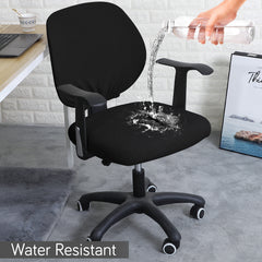 Stretchable Jacquard Office Chair Slipcover for Rotating Chair, Black