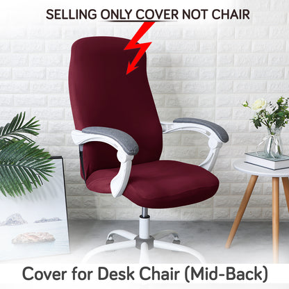 Office Chair Cover for Desk Chair (Mid-Back) – 140 GSM Stretch Fabric – Washable, Durable & Anti-Slip – Fits Mid-Back Office Chairs, Burgundy