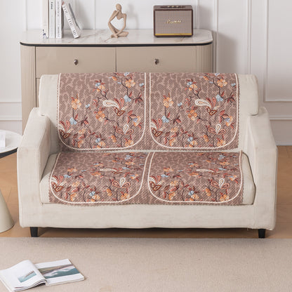 HeavenHue Fleece Soft Touch Quilted Sofa Cover Set Washable Sofa Panel for Seat & Bk - Vintage Bloom