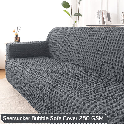 Aria Nova Elastic 280 GSM Stretchable Bubble Sofa Cover, Dark Grey