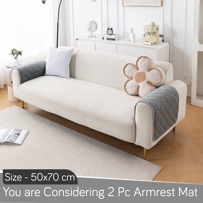 Diamond Tuft Plush Sofa Cover Mat, Stone Grey