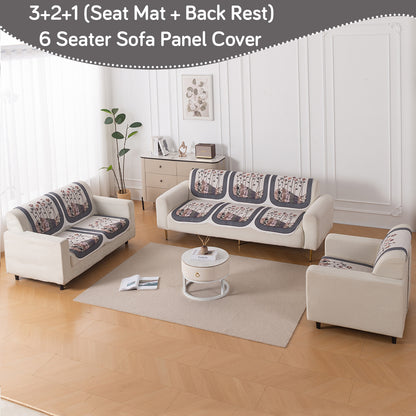 HeavenHue Fleece Soft Touch Quilted Sofa Cover Set Washable Sofa Panel for Seat & Back - Mystic Wings