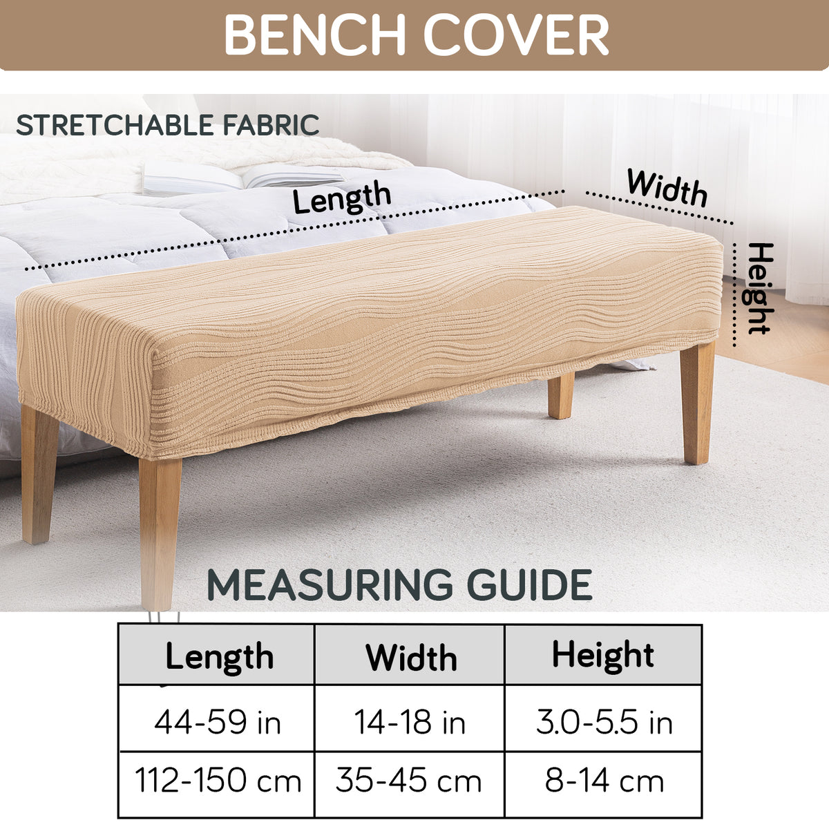 Nestiva Series 200gsm Knitting Jacquard Bench Cover - Blush Beige