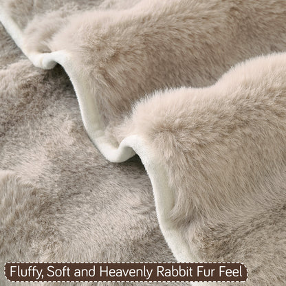 Premium Faux Rabbit Fur Anti Slip Sofa Mat for 1/2/3 Seater, Latte Brown