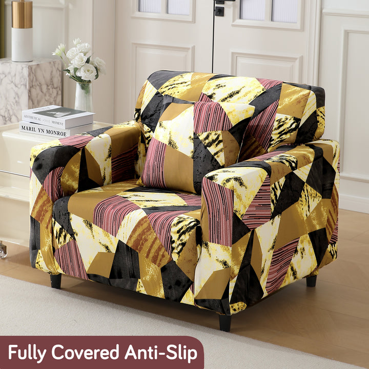Wine Abstract Geometry Fabric anti-slip, stretchable single latest sofa cover​