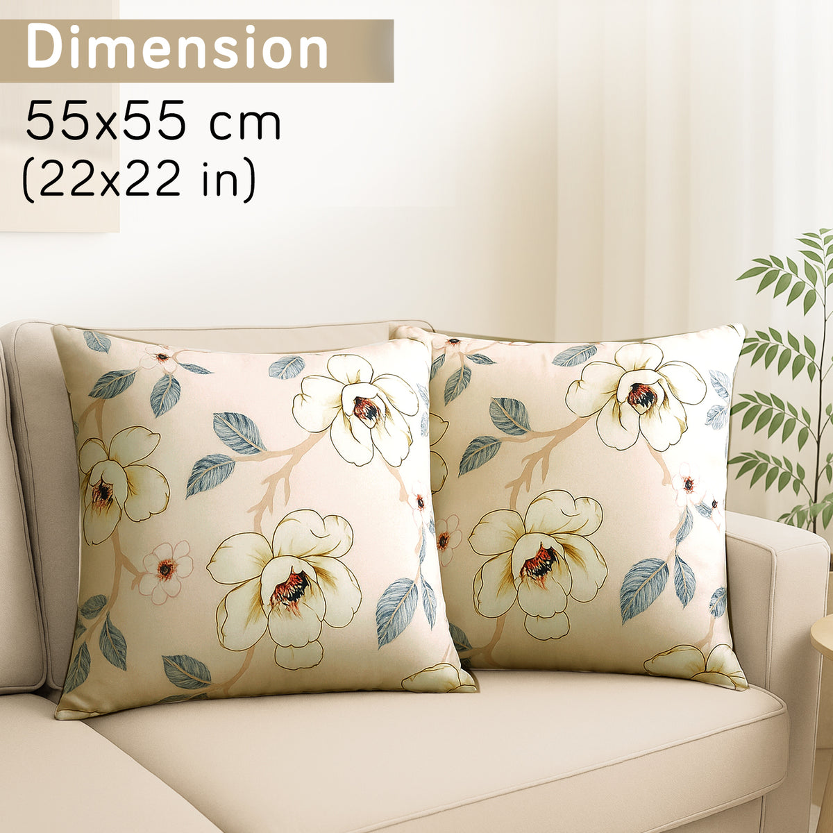 Buy Buttercream Magnolia Whisper Printed Zippered Velvet Sofa Cushion Covers