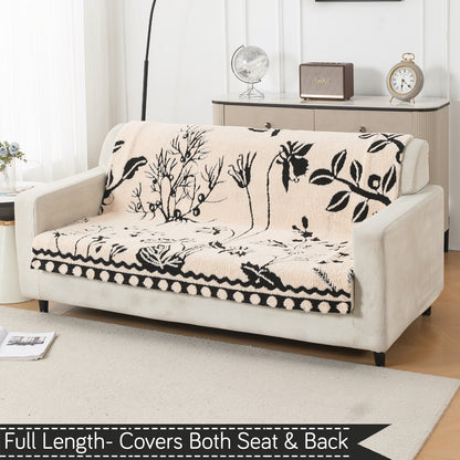 'Noirea Series' Plush Sofa Cover for Seat & Back, Butterfly Garden