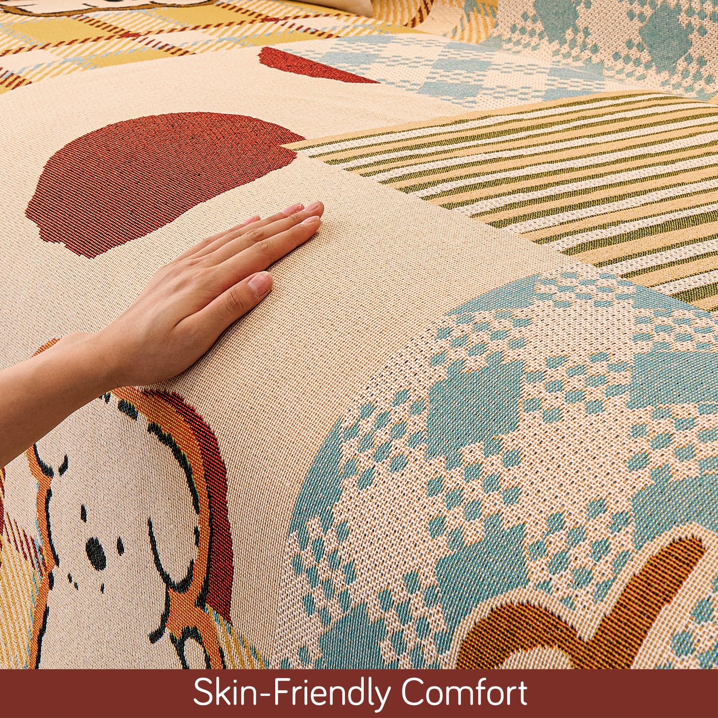 All-Season Chenille Sofa Throw, Patchwork Puppy Series