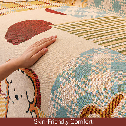 All-Season Chenille Sofa Throw, Patchwork Puppy Series