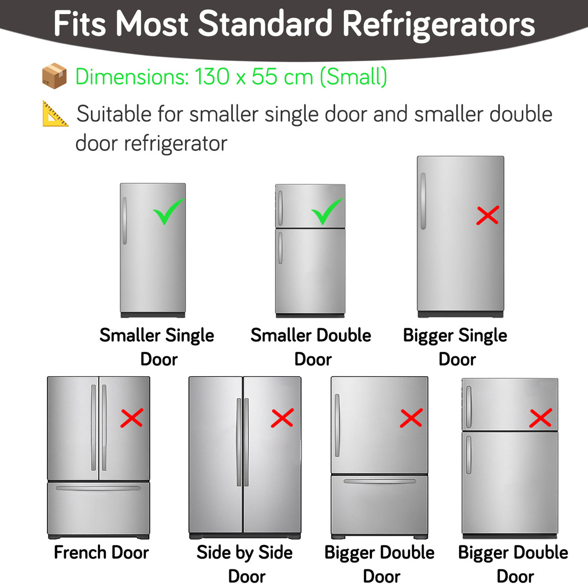 Small / Large Fridge Cover Top | For Smaller Single Door, Double Door and Bigger Double Door Refrigerator - Waterproof, Printed with 6 Side Pockets, Whimsical Bottles
