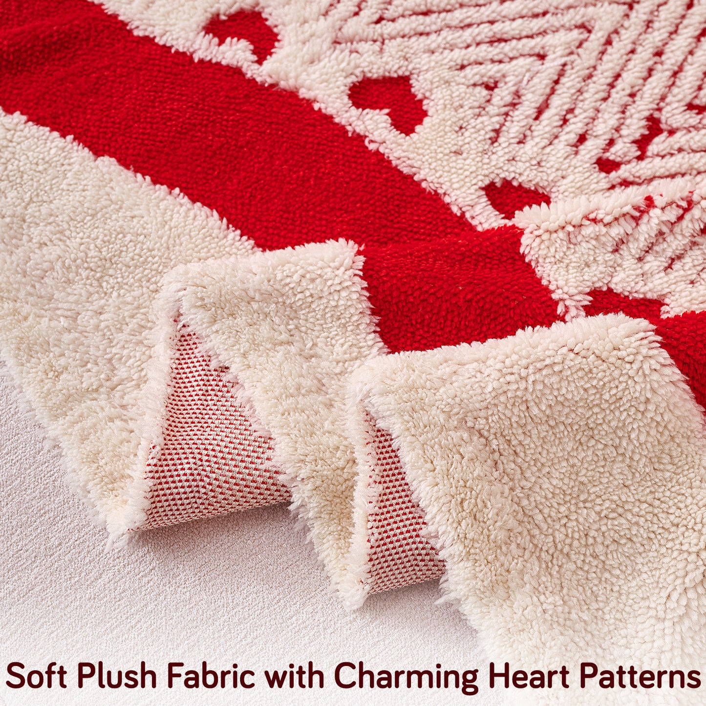 Buy Cherry Cream Colour Cozy Heart Series Luxury Plush Fabric Sofa Throw | HOKIPO