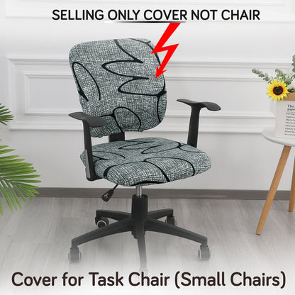 Printed Office Chair Cover for Task Chair – 140 GSM Stretchable Fabric – Washable & Anti-Slip – Fits Small Office Chairs Without Headrest, Intense Grey Abstract Floral