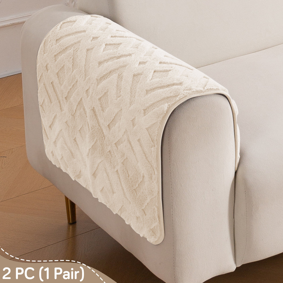 Velvet Maze Sofa Cover Mat, Beige