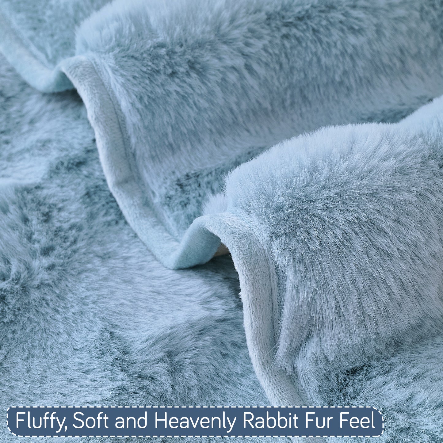 Premium Faux Rabbit Fur Anti Slip Sofa Mat for 1/2/3 Seater, Charm Blue