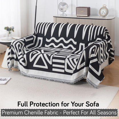 Buy Black Colour Urban Tribe Chenille Two Seater Sofa Throw | HOKIPO