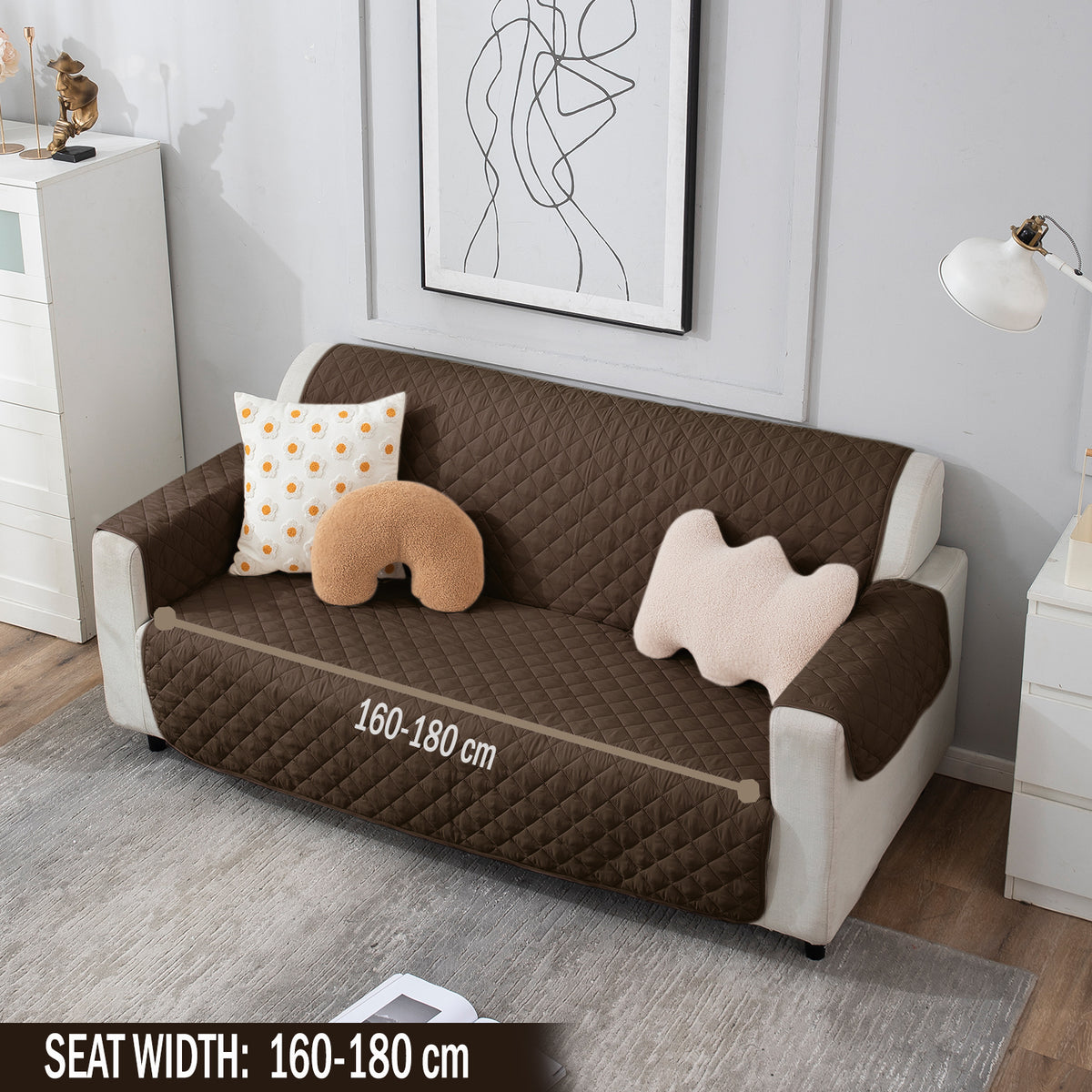Chocolate Brown quilted  premium design two seater sofa cover​ 
