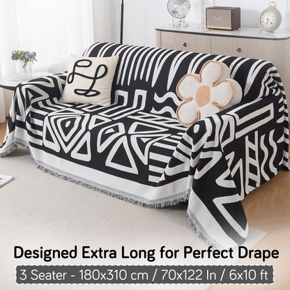 Urban Tribe Premium Chenille Fabric Sofa Cover Throw, Black