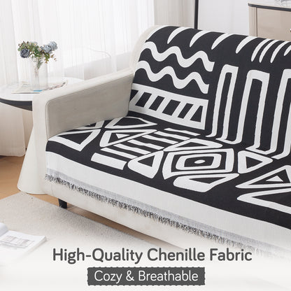 Urban Tribe Premium Chenille Fabric Sofa Cover, Black