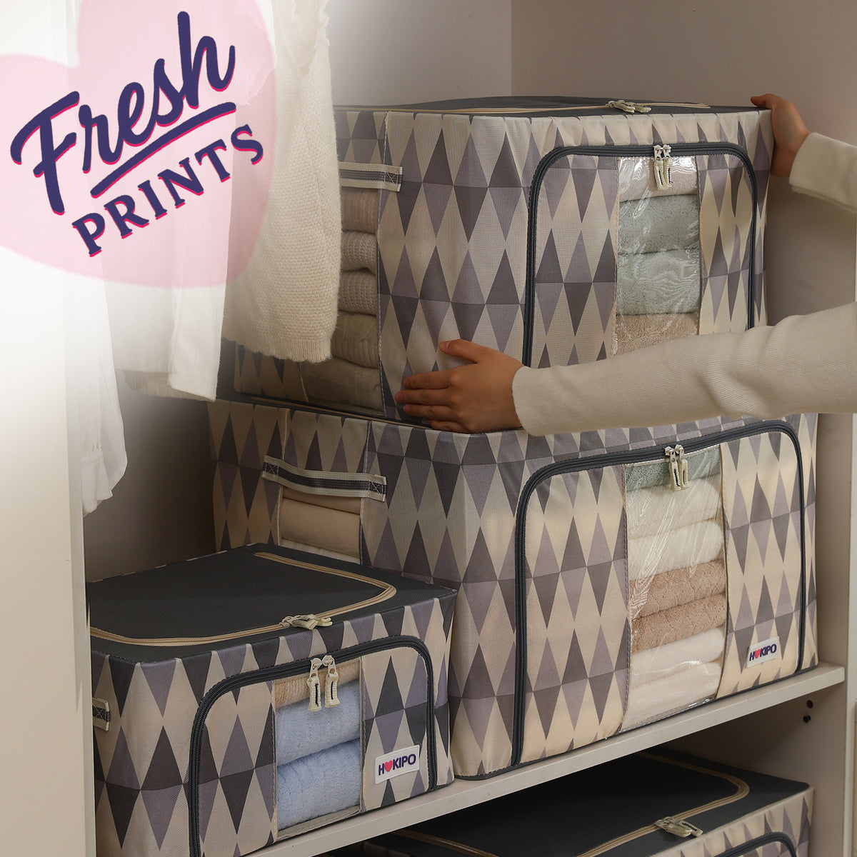 Folding Cloth Storage Box and Organizer for Wardrobe - Ash Mirage