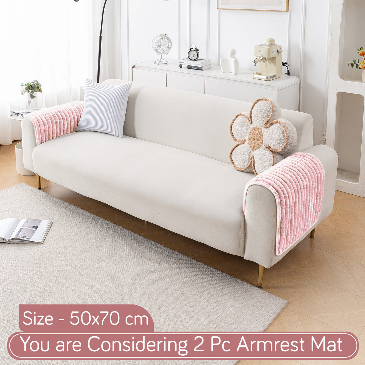 Faux Rabbit Fur Plush Anti-Slip Sofa Mat |Snuggle Fur Soft Pink