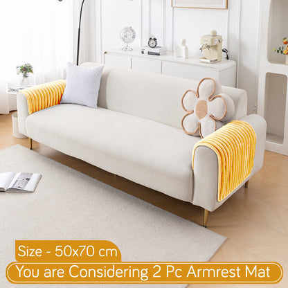 Faux Rabbit Fur Plush Anti-Slip Sofa Mat |Snuggle Fur Mustard Yellow
