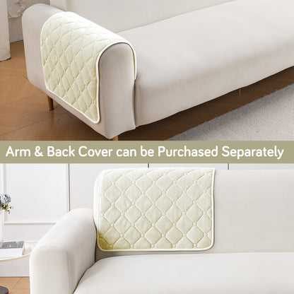 Diamond Tuft Plush Sofa Cover Mat, Ivory Cream