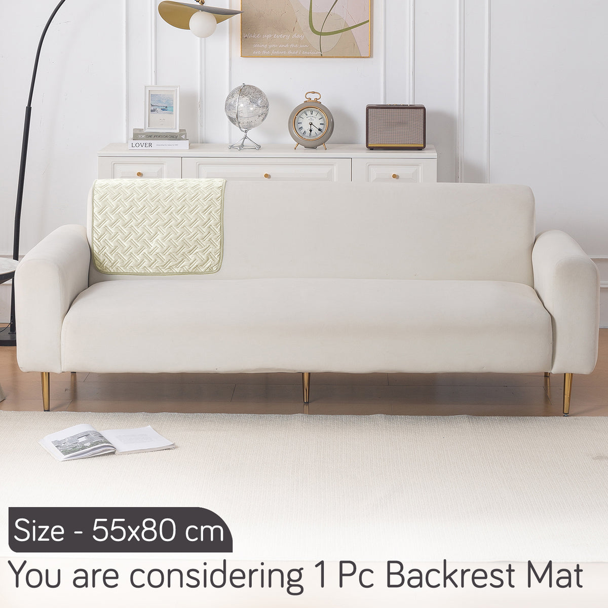 Softline Quilted Sofa Cover Mat, Butter Cream