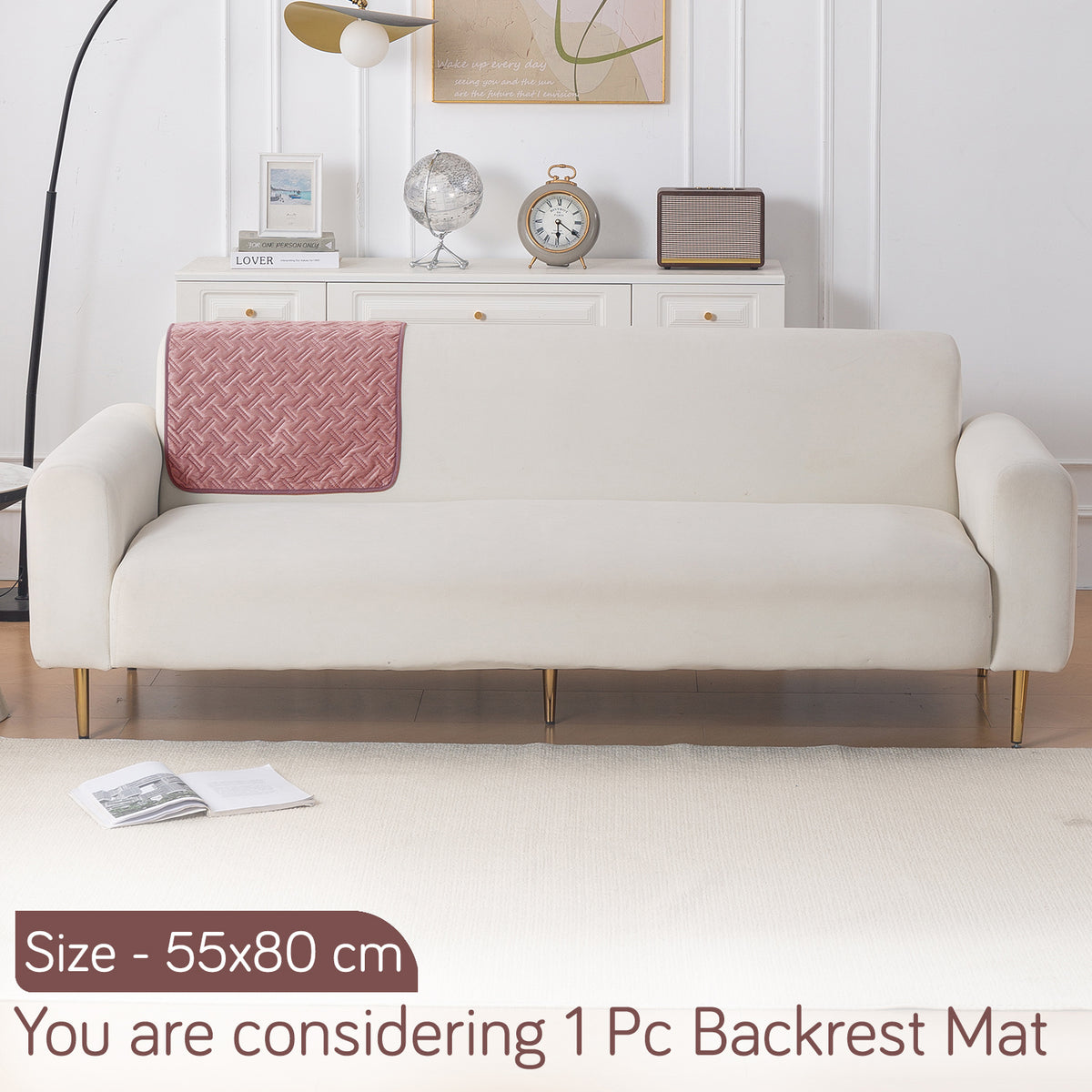 Softline Quilted Sofa Cover Mat, Dusty Rose Pink