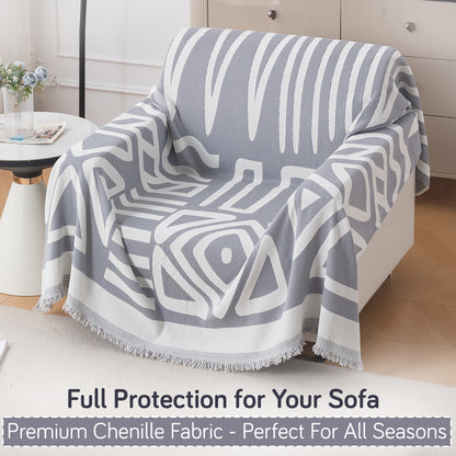 Buy Premium & Stylish Grey Colour Urban Tribe Chenille Single Seater Sofa Throw | HOKIPO