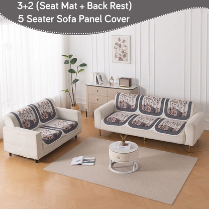 HeavenHue Fleece Soft Touch Quilted Sofa Cover Set Washable Sofa Panel for Seat & Back - Mystic Wings