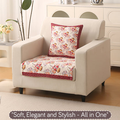 Florentina Series Printed Holland Velvet Sofa Mat - Autumn Cream