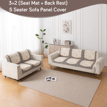 LoomVerse Quilted Sofa Cover Set Washable Sofa Panel for Seat & Back - Petal Harmony