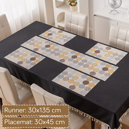 Color Splash PVC Mats for Dining Table, Abstract Circles - Olive Brown
