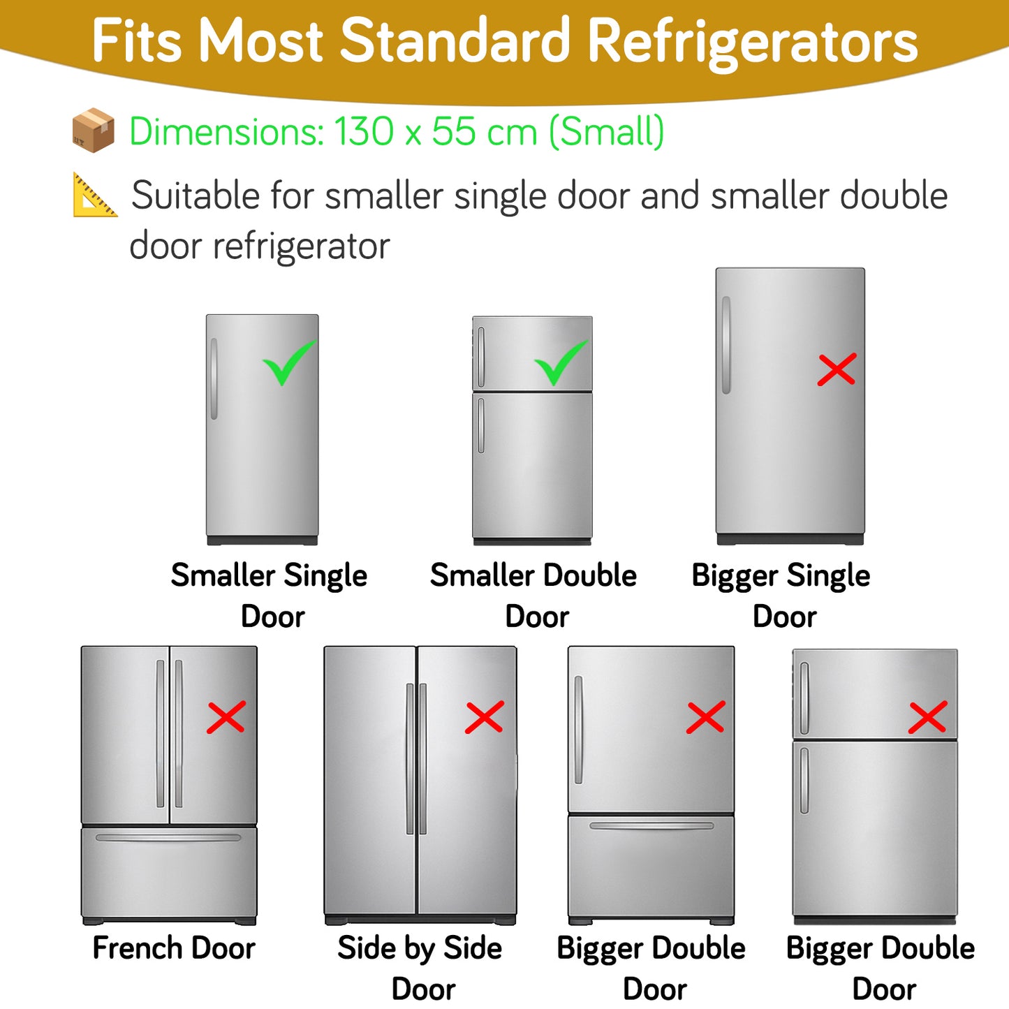 Small / Large Fridge Cover Top | For Smaller Single Door, Double Door and Bigger Double Door Refrigerator - Waterproof, Printed with 6 Side Pockets, Boho Feathers