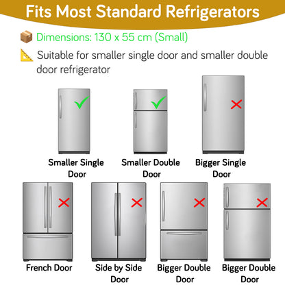 Small / Large Fridge Cover Top | For Smaller Single Door, Double Door and Bigger Double Door Refrigerator - Waterproof, Printed with 6 Side Pockets, Boho Feathers