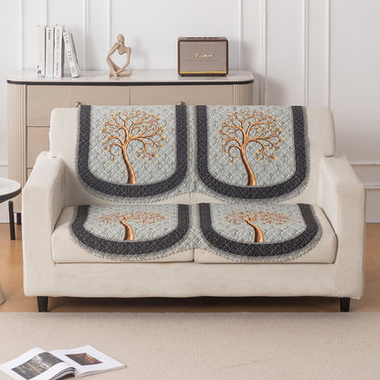 LoomVerse Quilted Sofa Cover Set Washable Sofa Panel for Seat & Back - Tranquil Tree