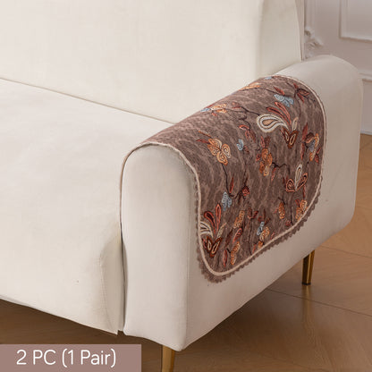 HeavenHue Fleece Soft Touch Quilted Sofa Cover Set Washable Sofa Panel for Seat & Bk - Vintage Bloom