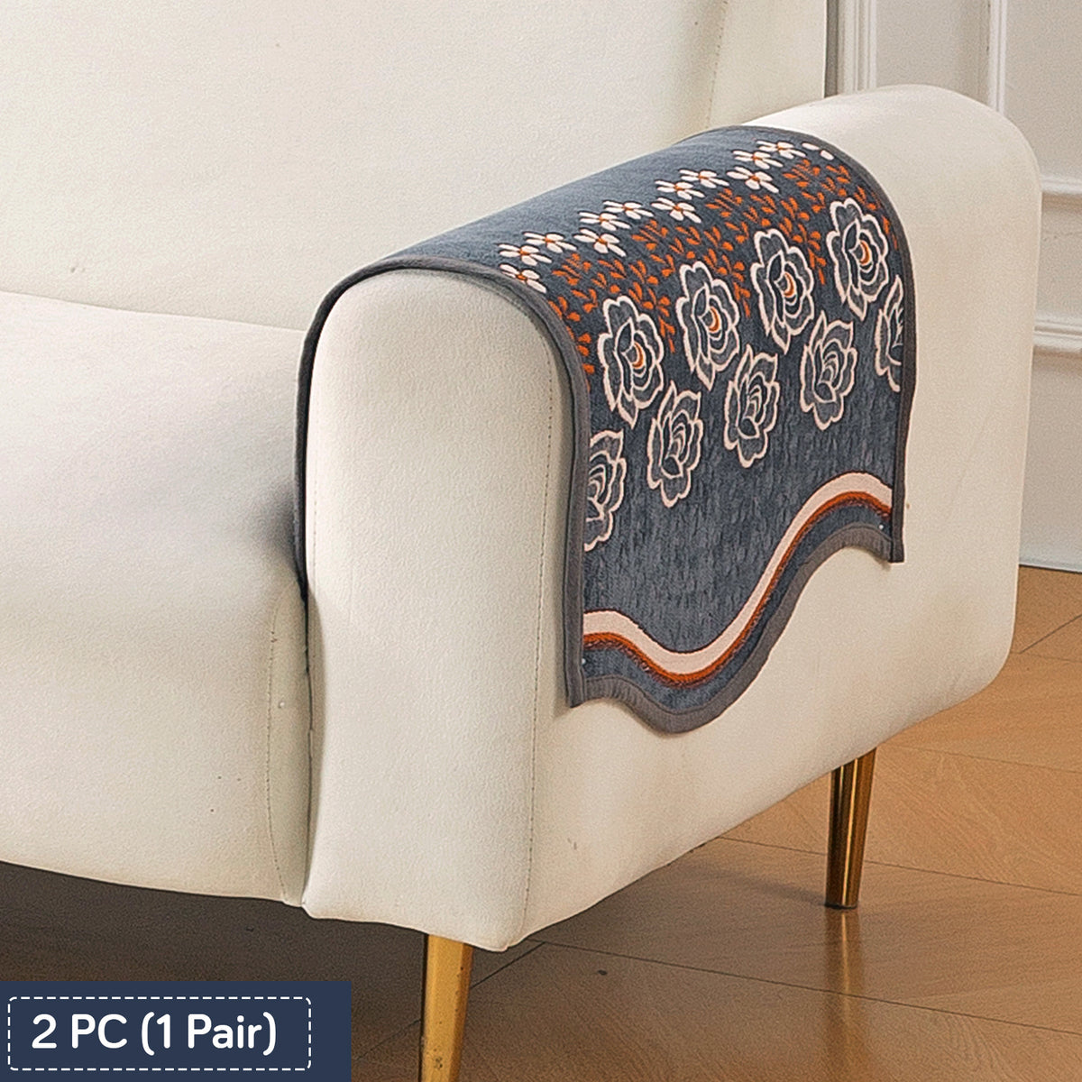 Serene Curves Sofa Cover Mat, Blossom Flower