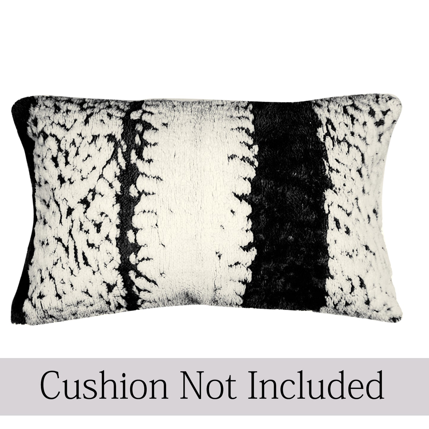 Luxury Wavy Plush Cushion Cover for Sofa - Black