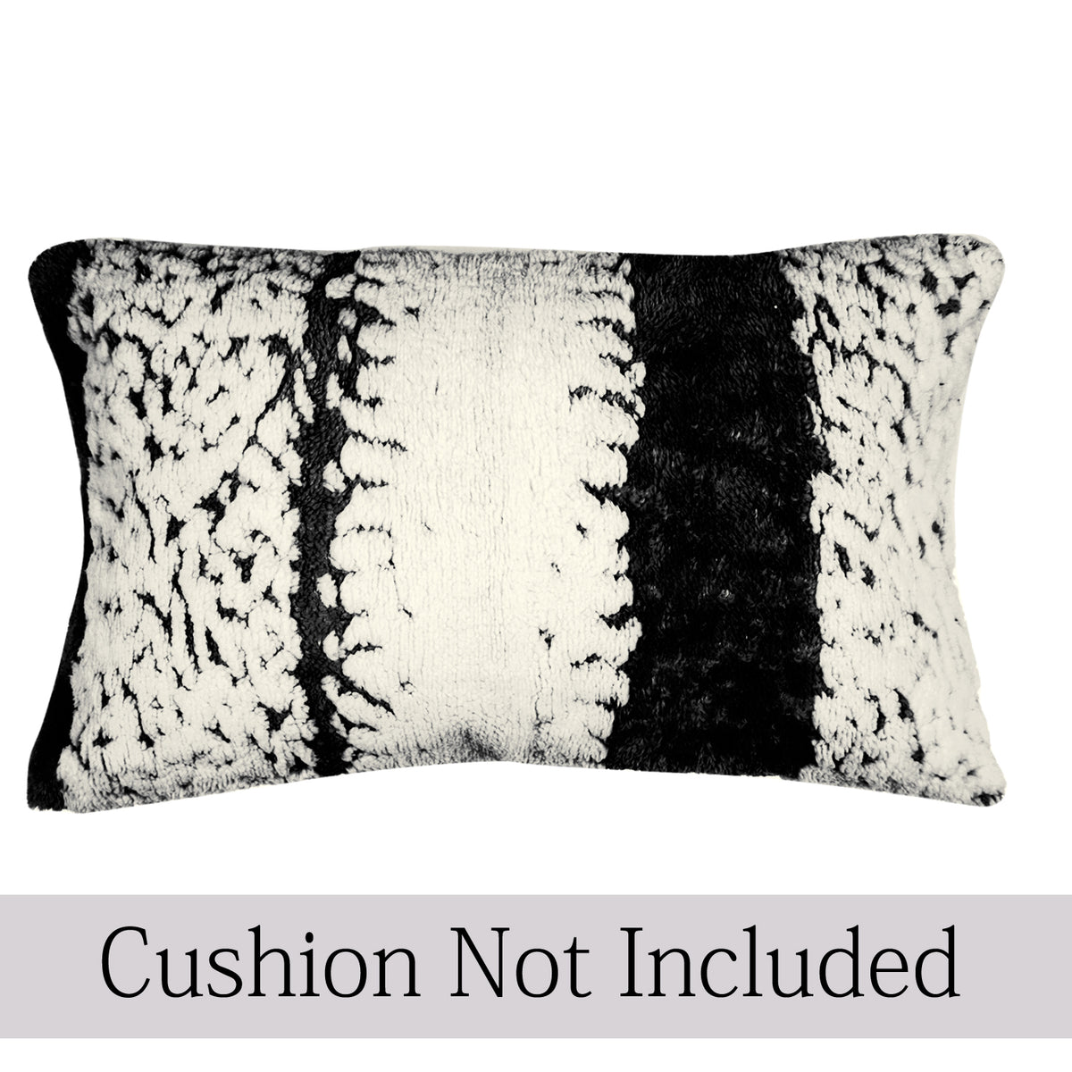 Luxury Wavy Plush Cushion Cover for Sofa - Black - Pack of 2