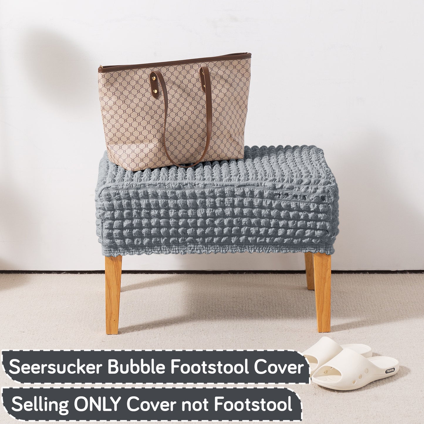 Aria Nova 280 GSM Bubble Stretchable Foot Rest Stool Cover, Dark Grey