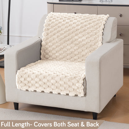 'BunnySoft Series' Plush Sofa Cover Throw for Sofa Seat & Back, Cream