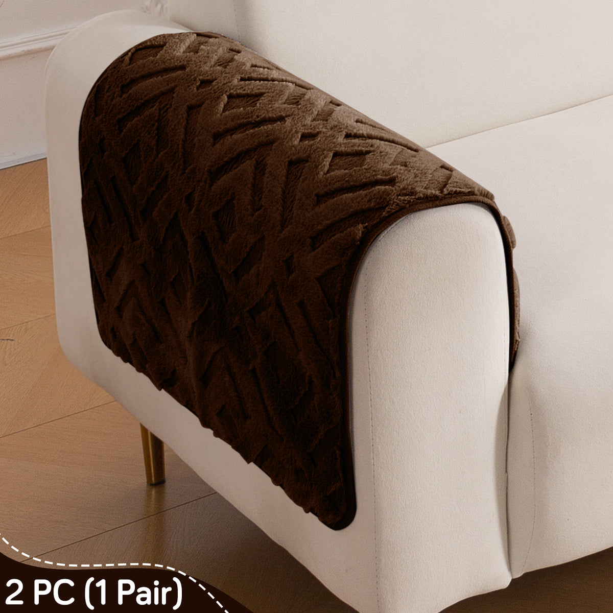 Velvet Maze Sofa Cover Mat, Dark Brown