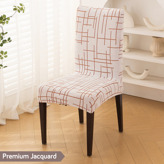 Crossline Series 180 GSM Jacquard Chair Cover Set 1/2/4/6, Rust Brown
