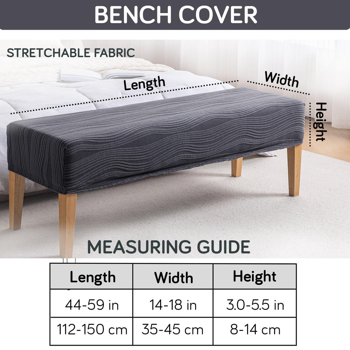 Nestiva Series 200gsm Knitting Jacquard Bench Cover - Porpoise Grey