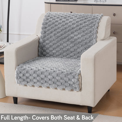 'BunnySoft Series' Plush Sofa Cover Throw for Sofa Seat & Back, Moon Grey