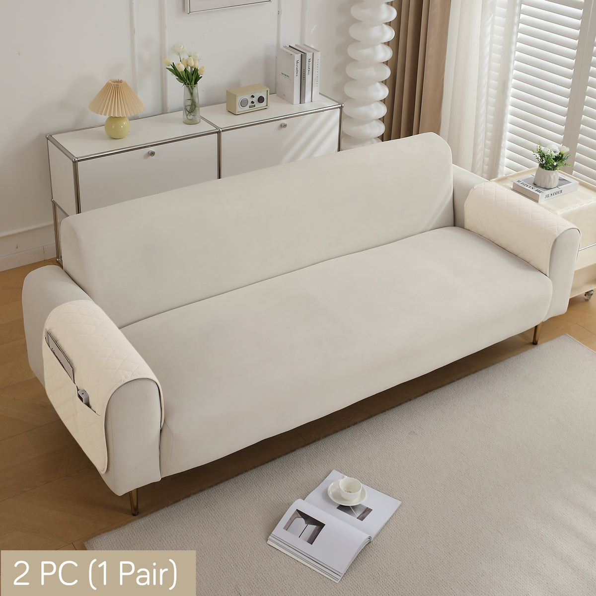 Drylin Quilted Sofa Cover Mat, Cream