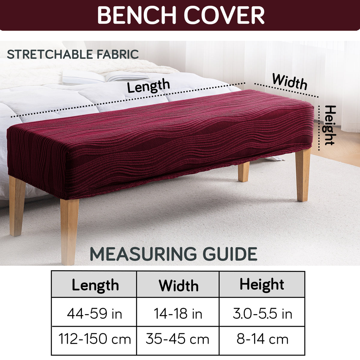 Nestiva Series 200gsm Knitting Jacquard Bench Cover - Burgundy