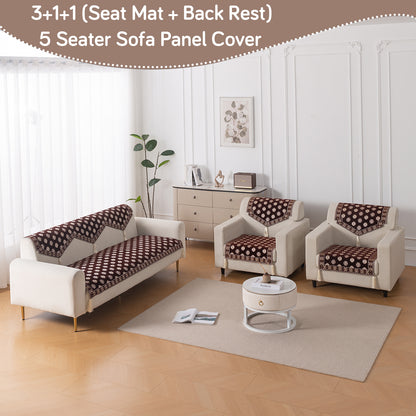 Heritage Weave Premium Jacquard Sofa Cover Set with Tassels - Coffee Brown